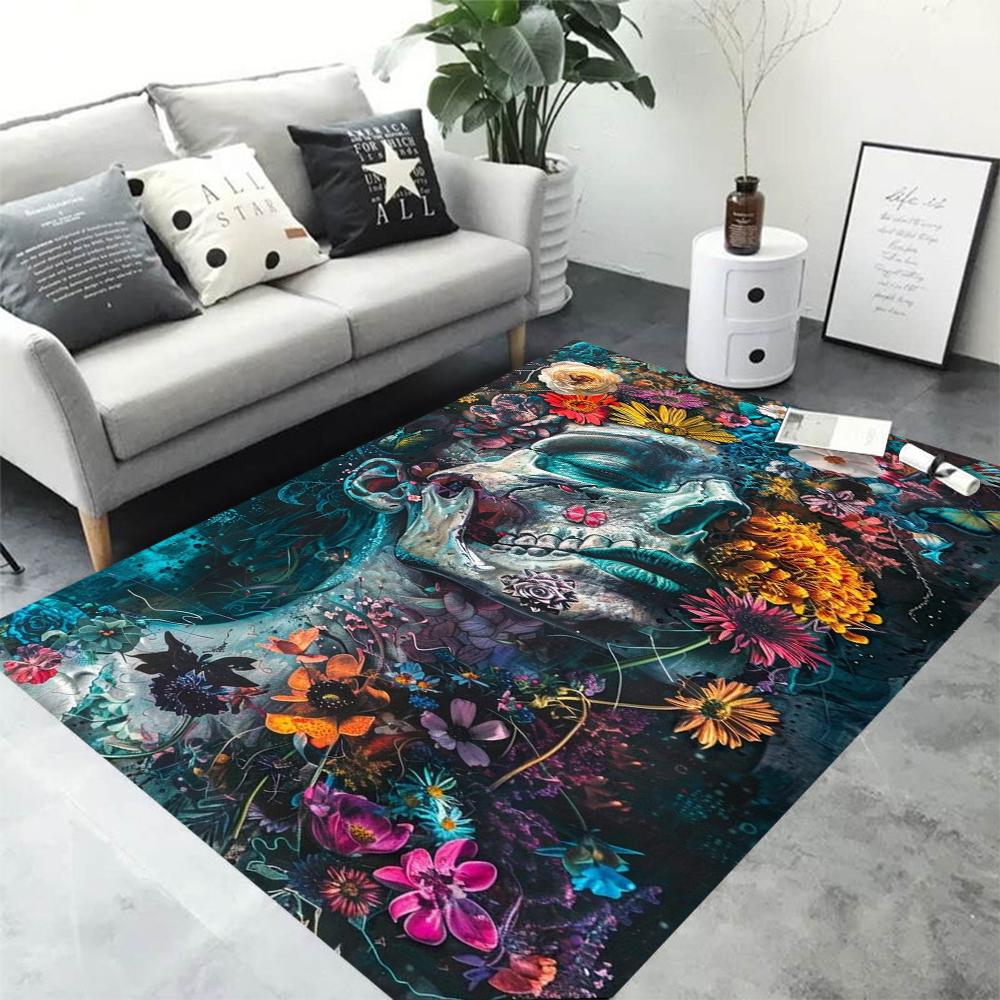 Graffiti Art Girl Living Room Carpet Sunflower Girl Carpet Bedroom Bedside Non Slip Floor Mat Home Decoration Foldable Washable