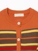 B:MING LIFE STORE by BEAMS Women's Large/Small Knit Multi-Border Cardigan, Orange, One Size
