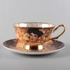 European Coffee Cup Saucer Bone China Ceramic Cup Water Cup Afternoon Tea Cups Gift Practical Gold Handle  with Saucer