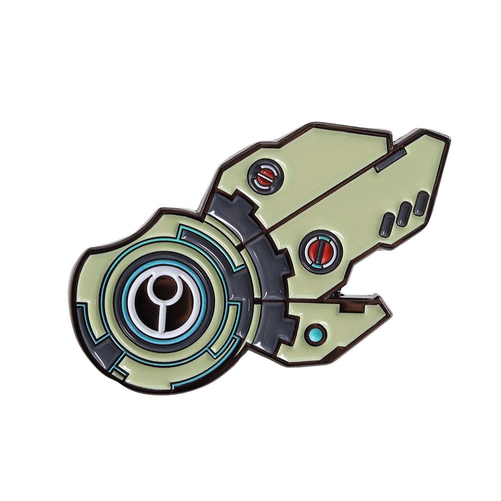 Эмалированная брошь «Энергетический щит бушующего потока» - Аксессуар-значок для Sci-Fi-геймера