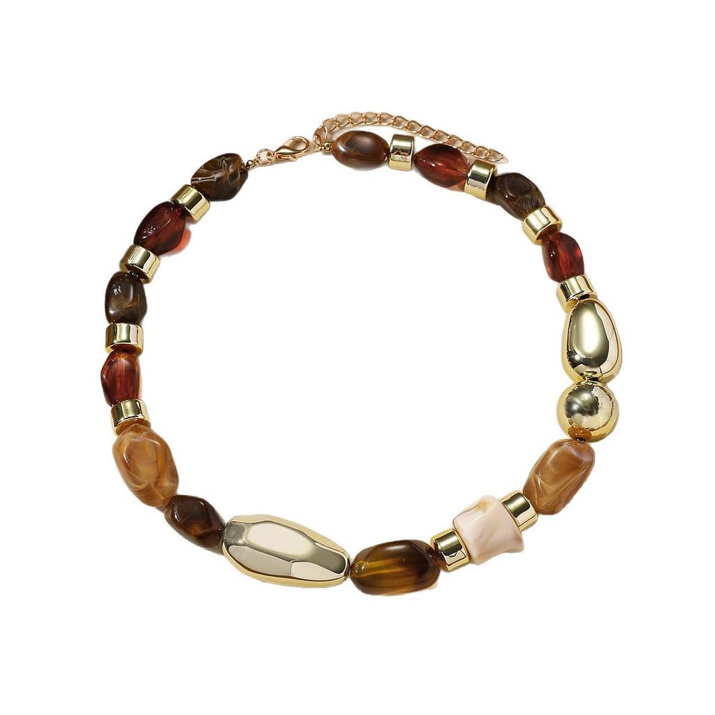 Elegant Coffee Acrylic Necklace: Chic Cross-Border Clavicle Chain for Women – Versatile, High-End Jewelry