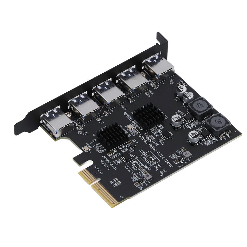 USB 3.2 Gen 2 Expansion Card 5 Port TYPE A PCI Express Card for ASM3142 10Gbps Plug and Play for Desktop PC