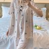 Summer New Printed Cotton Pajamas for Women, Sweet and Cute Short-sleeve Casual Girls' Loungewear, Suitable for Outerwear In Spring and Autumn