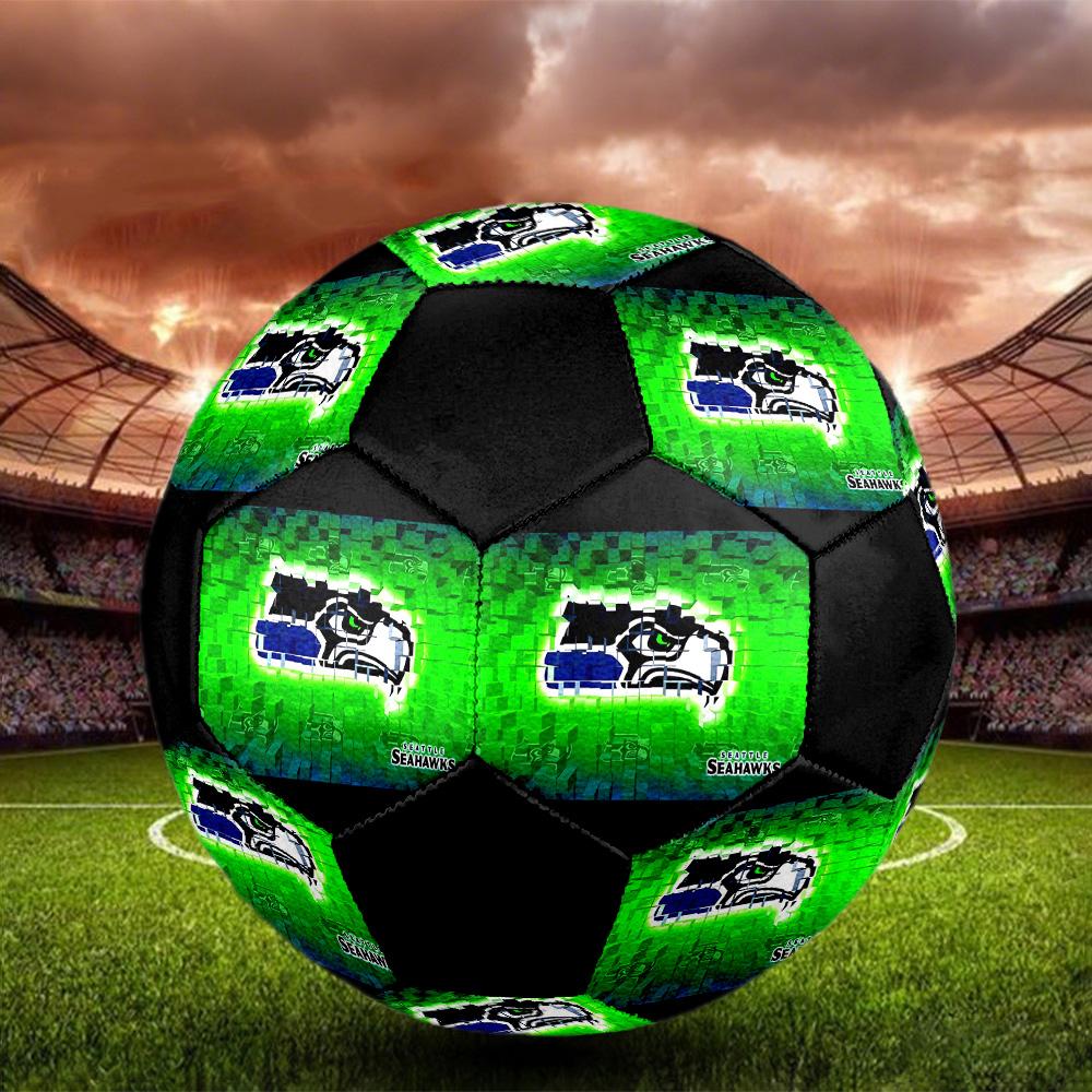 Seahawks Indoor Soccer Ball Colorful All Ages Size 5 Machine Stitched PVC Competition Ready Durable High-Bounce