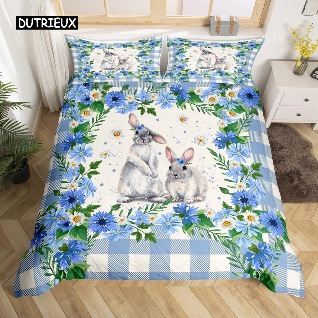 

Розовый пододеяльник с цветущей сакурой, тема «Счастливой Пасхи», кроличьи уши, пасхальные яйца, постельный комплект, полиэстер, бабочка, цветок, пододеяльник EU single(135x200cm)