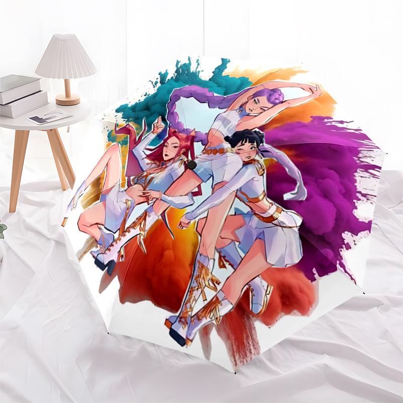 1PC Huntrix, K-POP Print Umbrella, Featuring Automatic Folding, And Shielding. This Sturdy And Durable Umbrella with Eight Ribs Is Convenient for Outd