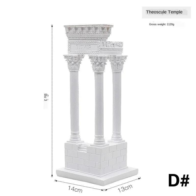 1Pc Architecture Model Roman Column Greek Temple Building Home Decoration European Decorative Plaster Pillar Resin Sculpture