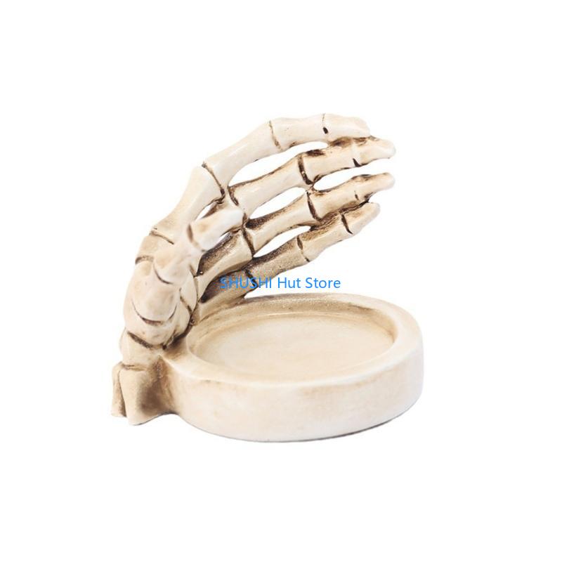 Funny Skeleton Holder Halloween Horror Skull Hand Protections Candlestick D57B белый