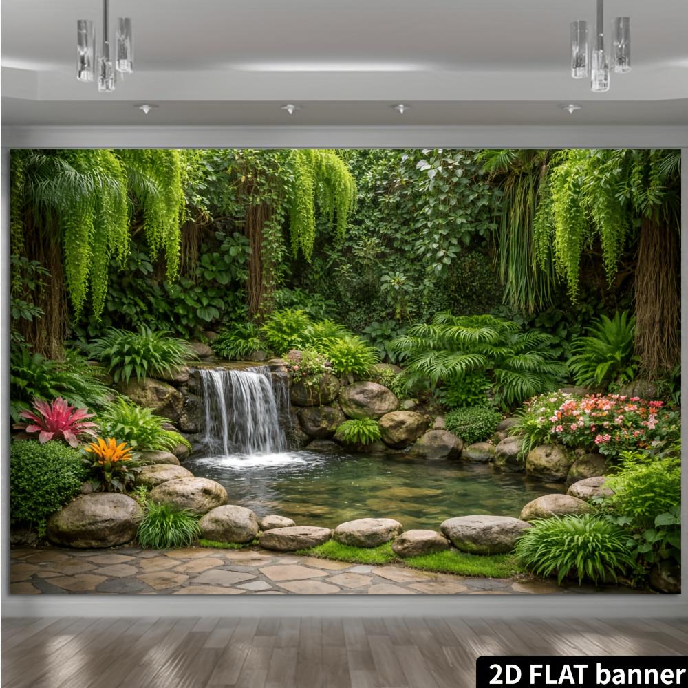 1Pcs Tropical Courtyard Waterfall Decoration Background Backdrop For Photo Studio Photo Booth Party