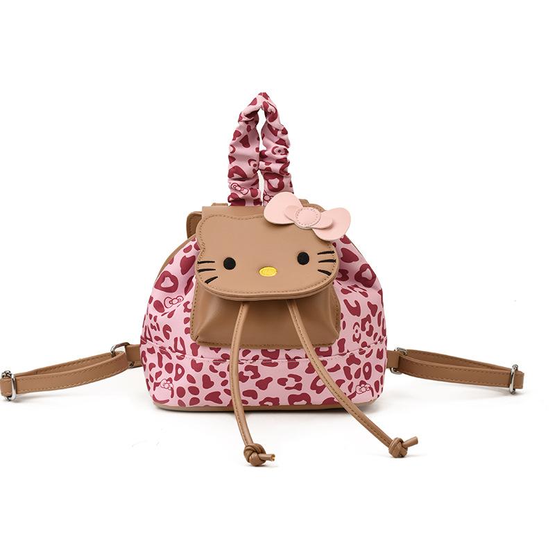 Cartoon Cute Cat Boys And Girls Backpack Fashion Leopard Print Boys And Girls Small Schoolbag Children S Backpack розовый