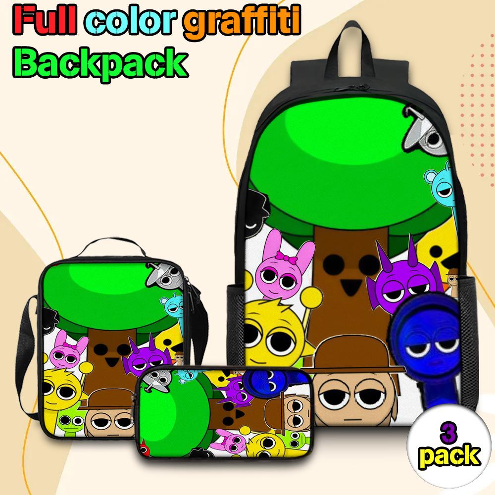 Sprunki Rhythm Box Backpack Primary School Third and Fourth Grades Lightweight Student School Bag L