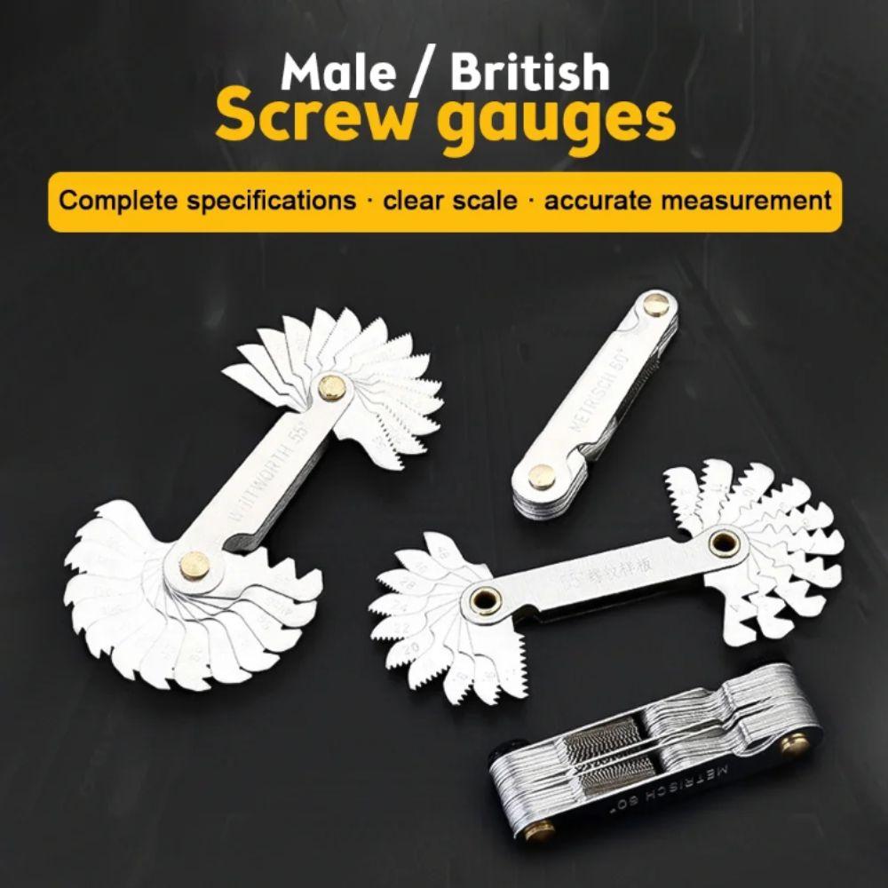 Screw Gauge set Thread Pitch Gage set 52 blades 60 degree metric 55 degree Whit Worth Lock device center gauge