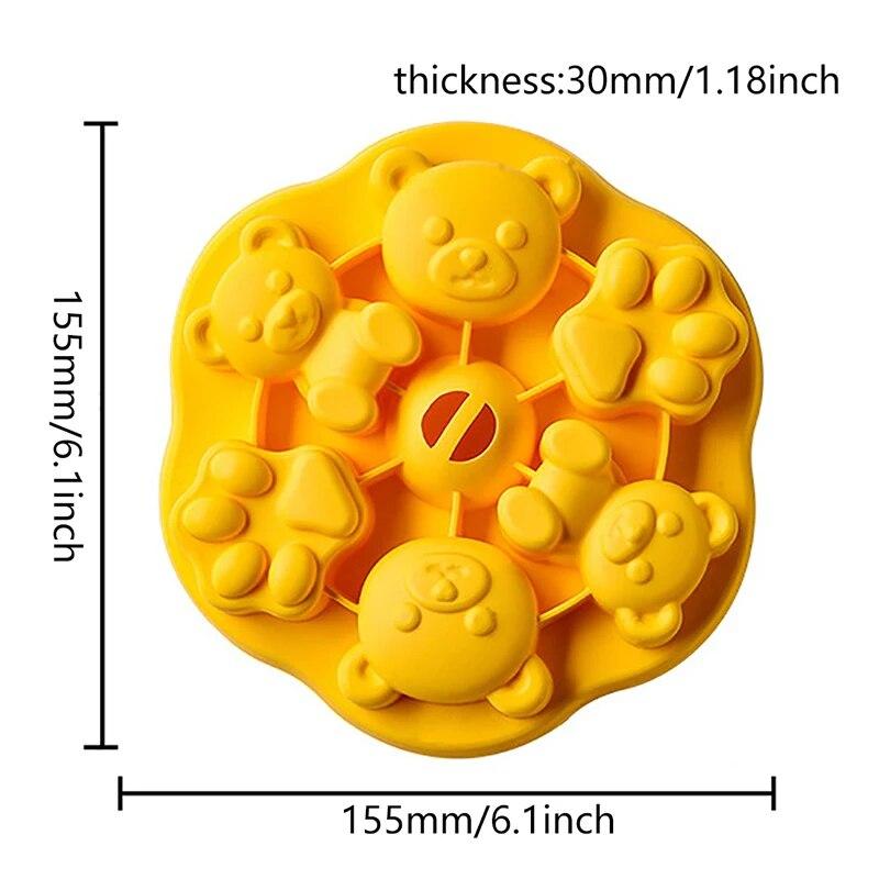 Jelly Silicone Mold Cake Mold Steamed Pastry Mold Bear Chocolate Mold Baby Auxiliary Food Tools with Lid Cake Decoration Mold
