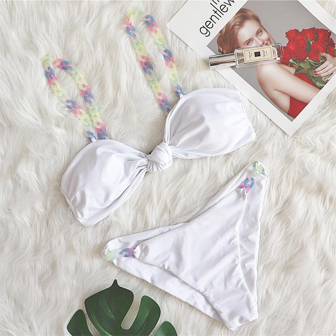 

Scrunch Butt Knotted Bikini Женские купальники Женский купальник из двух частей Комплект бикини Мягкий купальный костюм Купальный костюм для женщин L белый