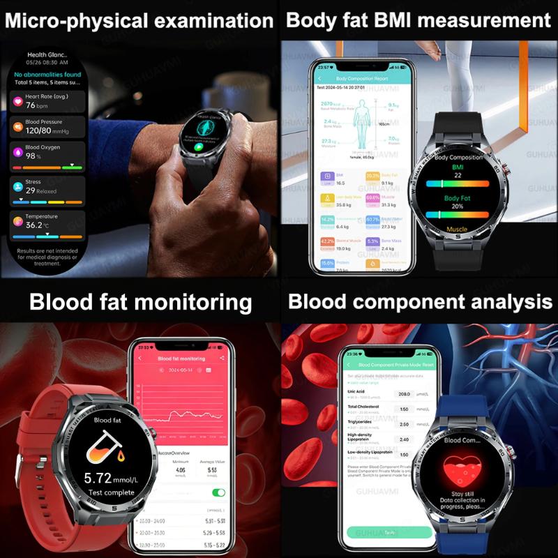 2026 New ECG+PPG Body Fat Analysis Health Smart Watch Uric Acid BP Blood Oxygen Bluetooth Call HD Screen Sports SmartWatch for Men Women