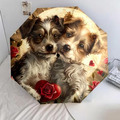 1 st Automatiskt Fällbart Paraply - Tecknat Mönster, Bärbar & Vikbar Design med 8 Ribbor, Jul- Födelsedagspresenter