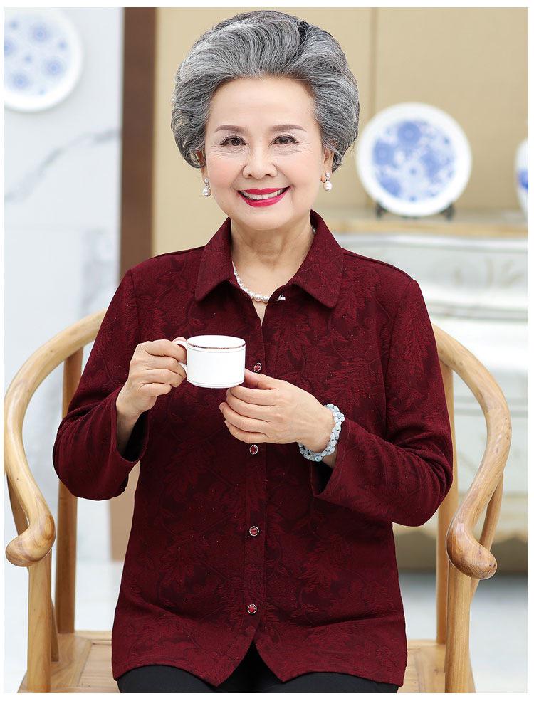 Grandma's Long-Sleeve Spring & Autumn Top for Elderly Women