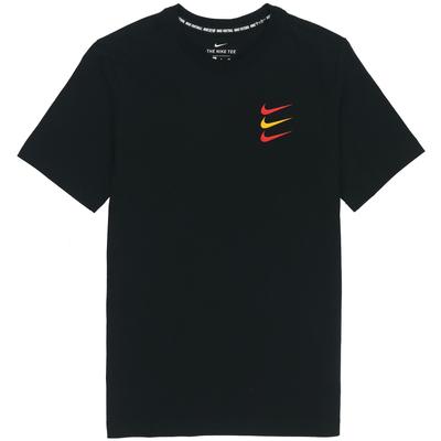Ανδρικό T-shirt με Σχέδιο Color-Block και Λογότυπο Swoosh, Αθλητικό, Με Στρογγυλή Λαιμόκοψη, Μαύρο DJ4392-010
