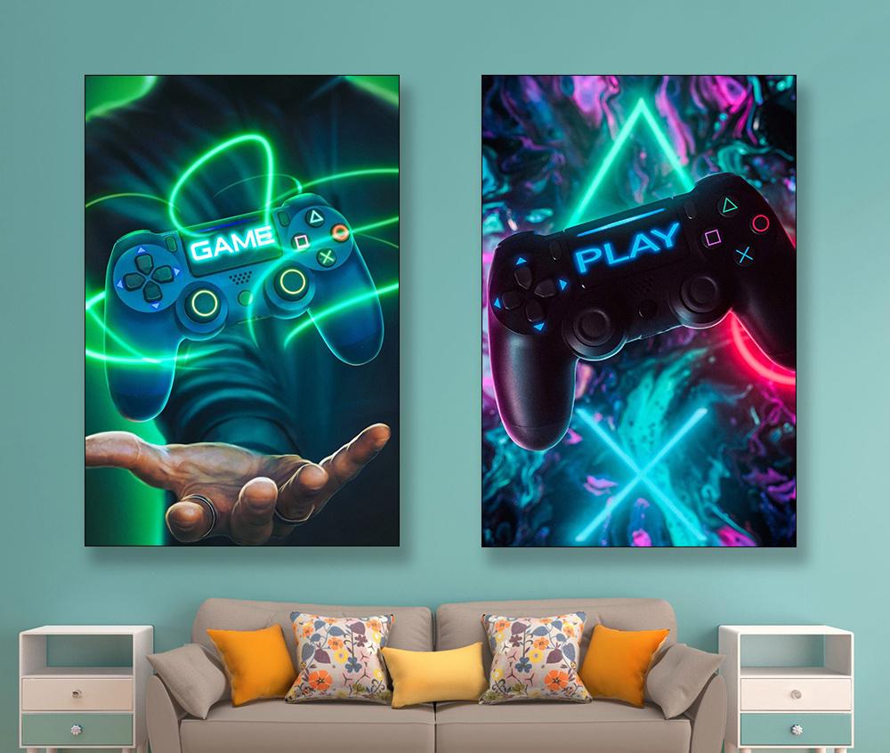 Rám z masivního dřeva Herní rukojeť Plátno Barevná stěna Umělecké obrazy Gamepad Obrazy plakátů Obývací pokoj Herna Domácí dekorace Dárky pro hru