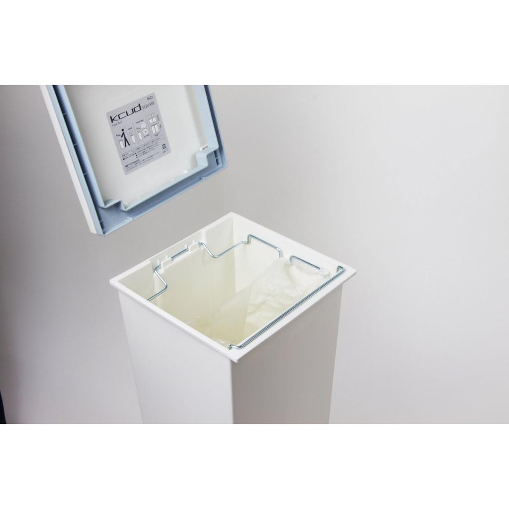 Trash Can with Lid Kcud Square Push Type W Slim Push Type Stylish I'mD (24L, White)