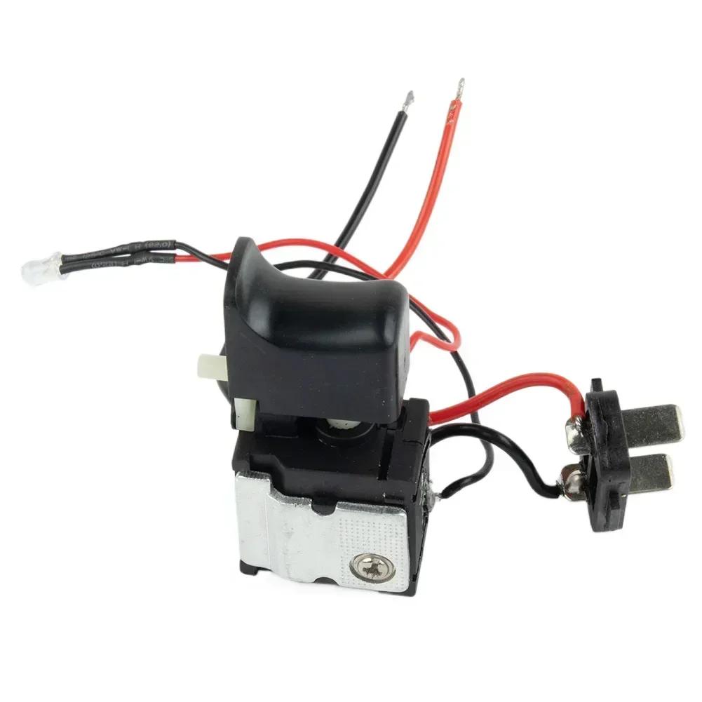 DC 7.2V-24V Electric Drill Speed Control Push Button Trigger Switch With Light Power Tools Hand Drill Replacement Accessories