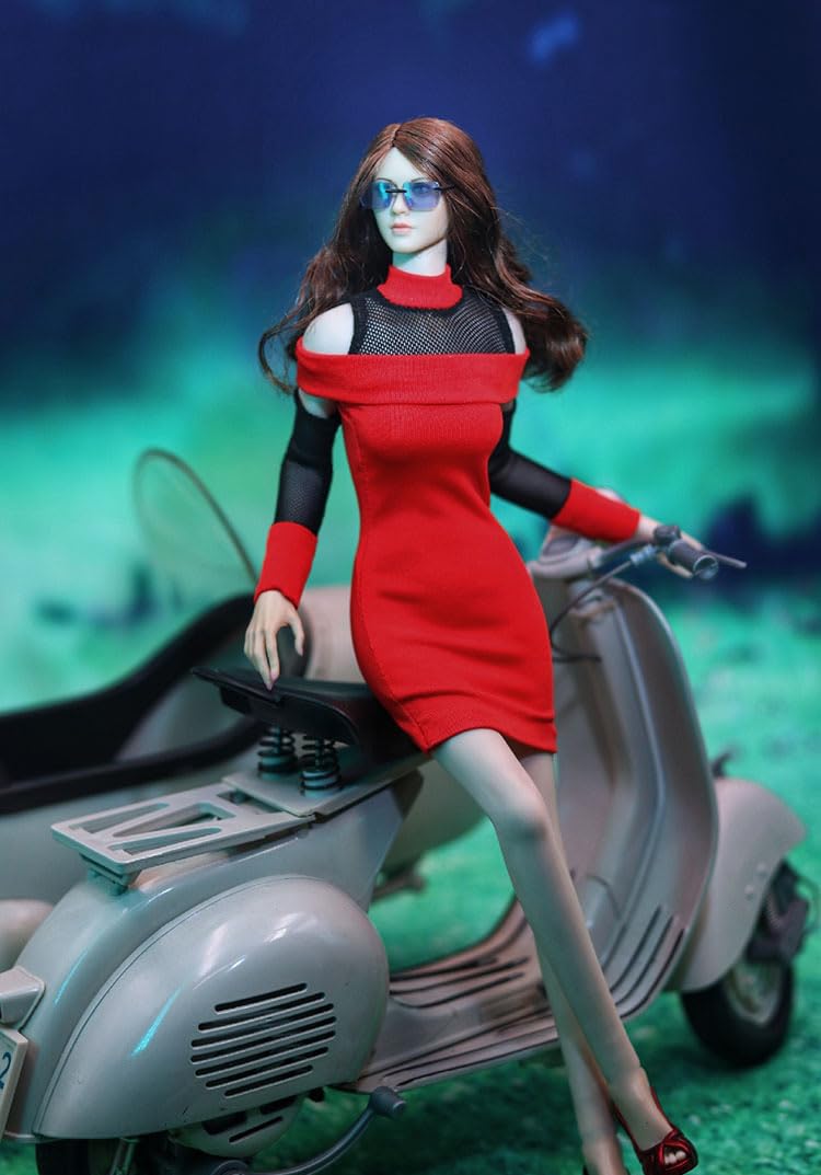 

1/6 Sexy Clothing 1/6 Female One-Shoulder Long Sleeve Sweater Dress Sexy Slim Sexy Suit (Does not include bodywork, head, etc.)