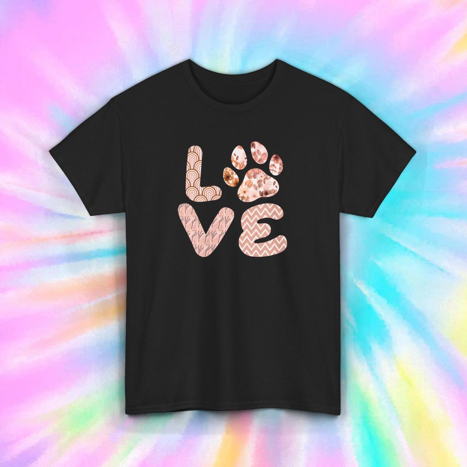 Love Dog Paw Print T-Shirt S-5XL Pet Lover Gift Tee S
