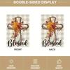 Double Sided Fall Yard Decoration Seasonal Maple Leaf Crosses Garden Flag 12x18 Inch for Thanksgiving Outdoor Display