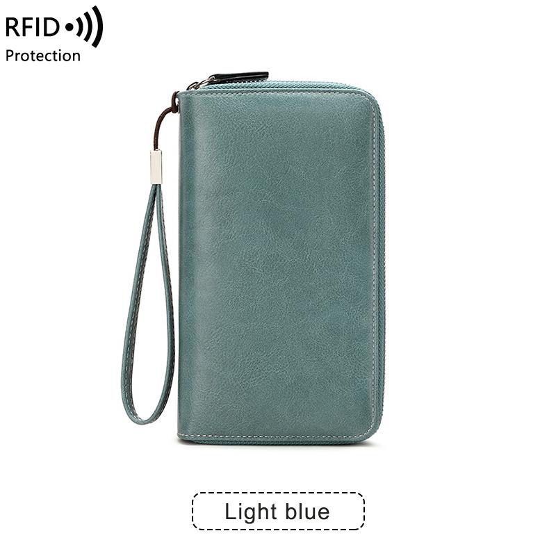 

Модный новый женский длинный кошелек с защитой от кражи RFID, двойной молнией, многофункциональным карманом для кредитных карт, монет и мелочи