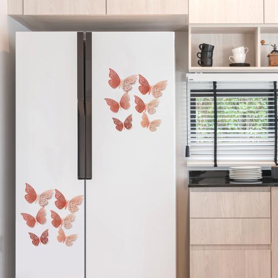 12 Stuks 3D Vlinder Muurstickers 3 Maten Holle Vlinder Muurkunst Verwijderbare DIY Decoratieve Sticker voor Kamer Kantoor Slaapkamer Woonkamer Decor