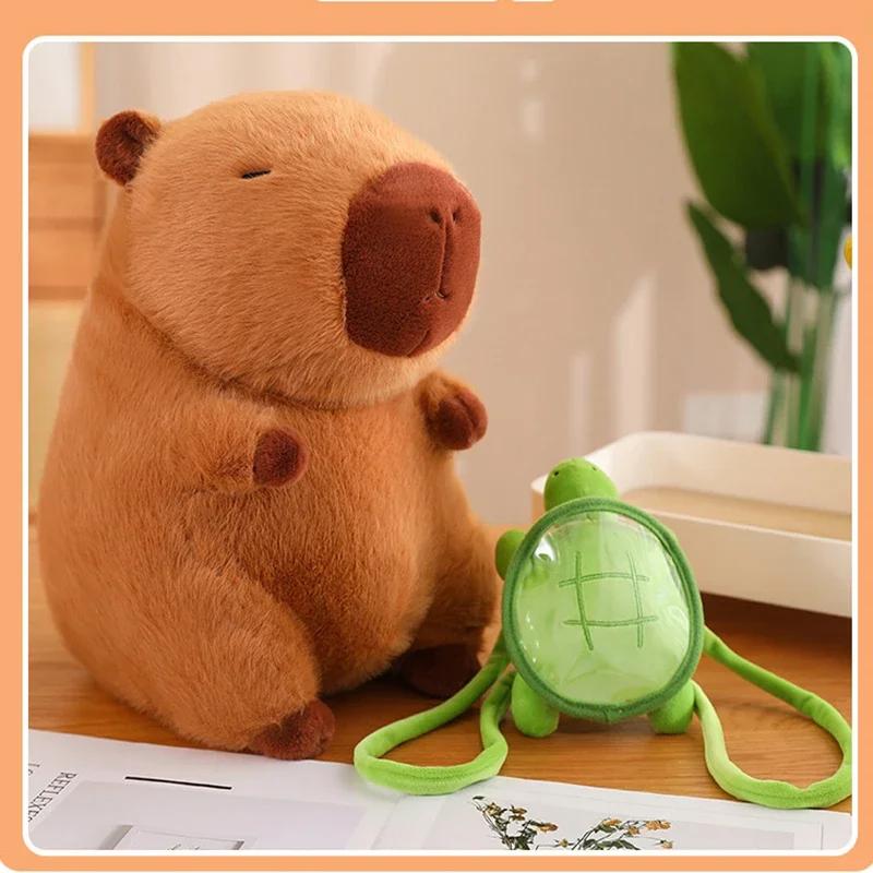 Non-Toxic 23Cm Cute Turtle Backpack Capybara Anime Fluffty Toy Soft Capybara Plush Toy Simulation Stuffed Animals Kawaii Plush Doll