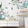 Green Wall Sticker Home Decor Living Room Wall Decals Flowers Tropical Leaf Wall Art Butterfly Decor Tropical Leaves Wallpaper