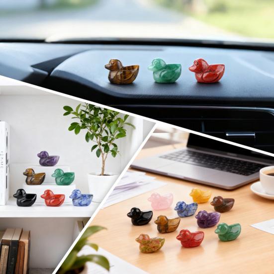 Mikro-Landschaftsornamente Entenform Handgeschnitzte Miniaturskulptur mit Einzigartiger Kristallenergie-Figur für Schreibtisch Auto