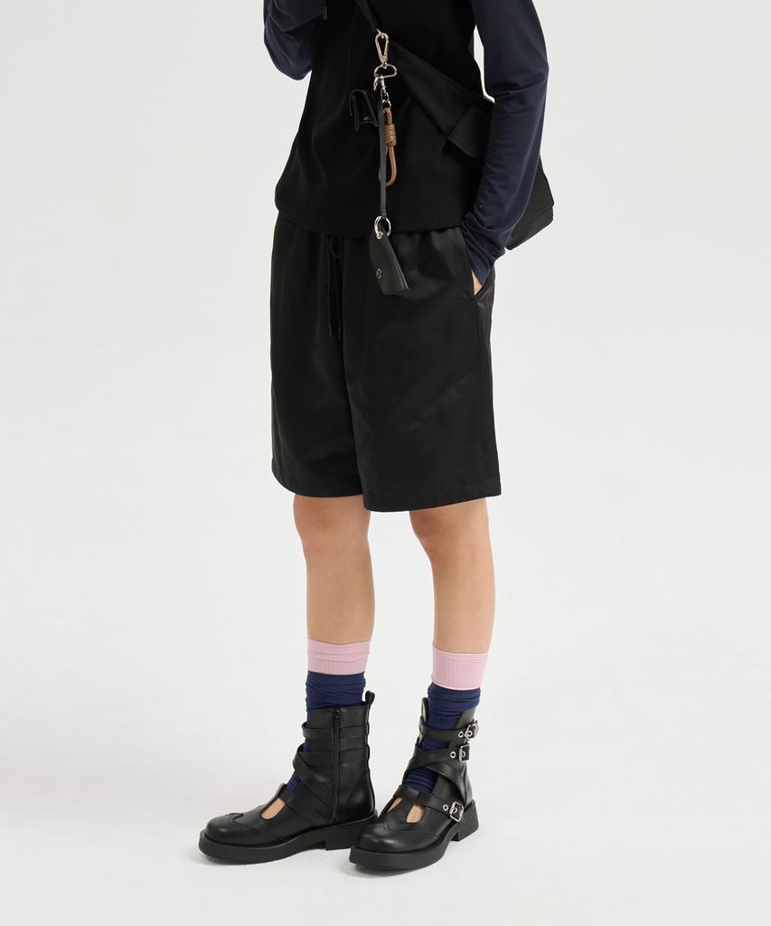 LUCKY CHOUETTE Frill Point Banding Midi Pants (Black) Lfpom25310Bkx