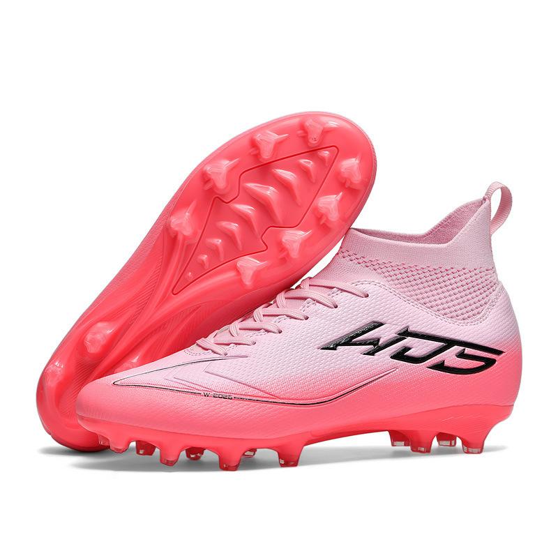 2025 new football shoes, men's and women's high-top youth students, spikes AG artificial grass training shoes