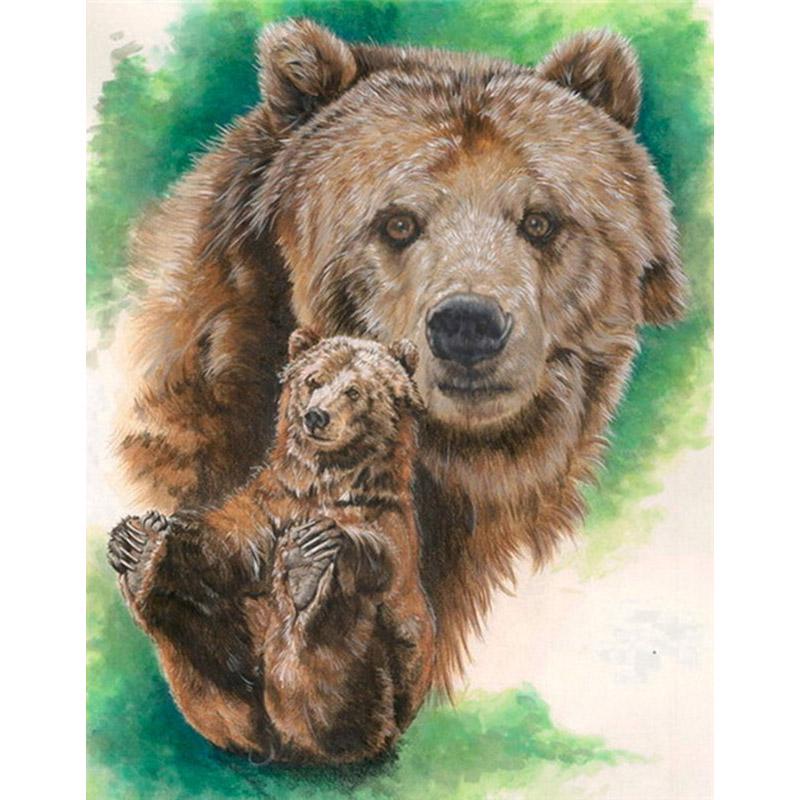 Vollständige 5D-Diamantmalerei zum Selbermachen, Tierfamilie, 3D-Diamantmalerei, runde Diamantmalerei, Stickerei