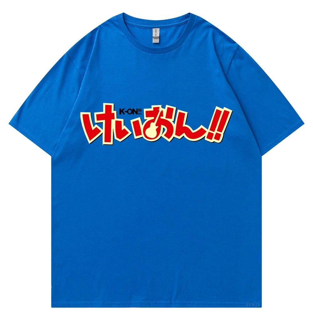 T-Shirt Unisex k-on Grafik weißes T-Shirt Vintage Grunge Japan T-Shirt Grafikästhetik Übergroßes Baumwoll-Kurzarm-T-Shirt T-Shirt