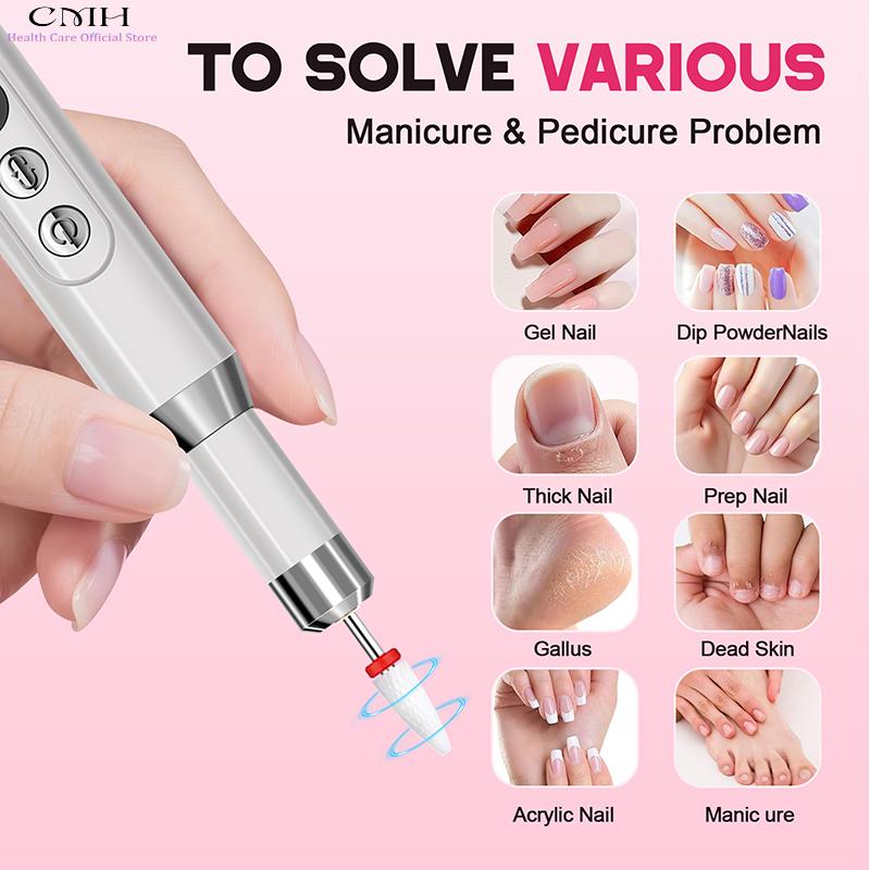 Upgraded Electric Nail Drill Cordless 12 Drill Bits 4000mAh Fast Charging Salon Grade Portable Manicure Pedicure Efficient Tool
