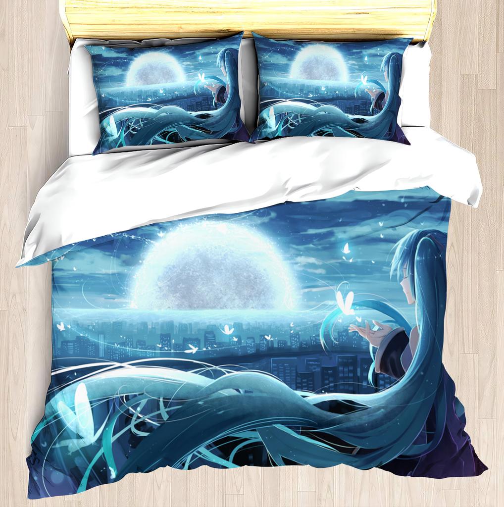 Hatsune Miku Duvet Cover Set Comforter Bedding 3d Children'S Bedding Set 3-Piece 1 Quilt Cover King Size