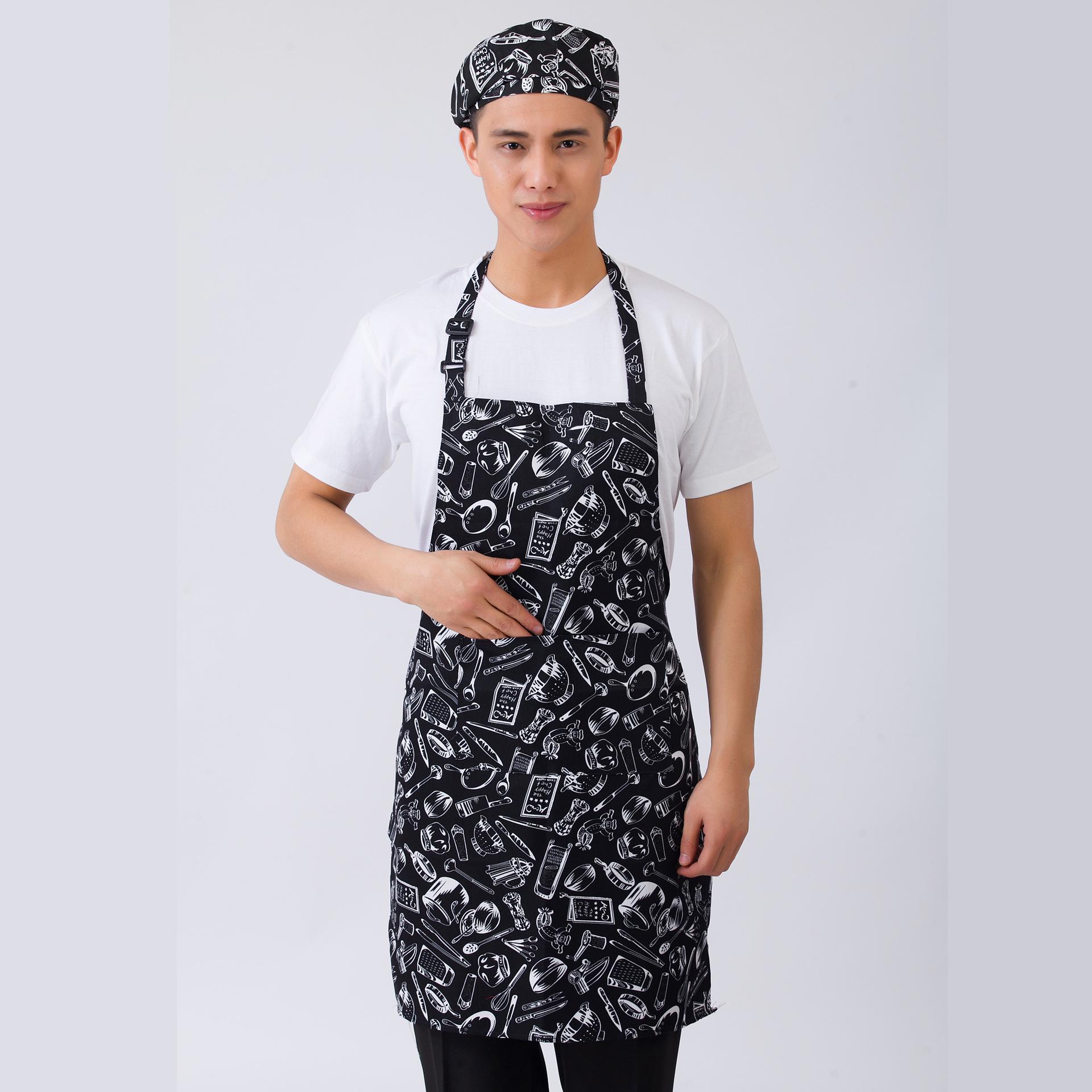 Black & White Striped Halter Neck Apron for Hotels, Restaurants, Cafes, and Catering - Unisex Design