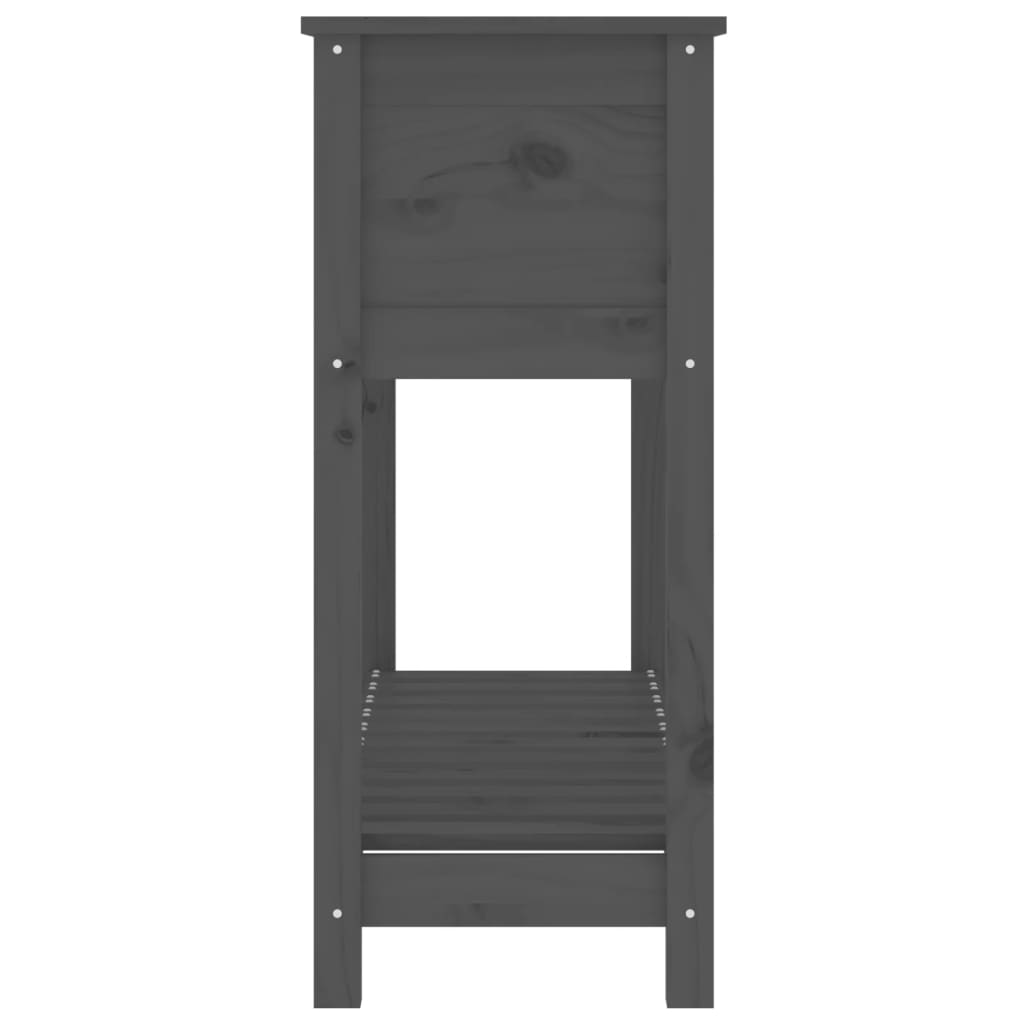 Planter with Shelf Gray 111.5 x 34.5 x 81 cm Solid Pine Wood