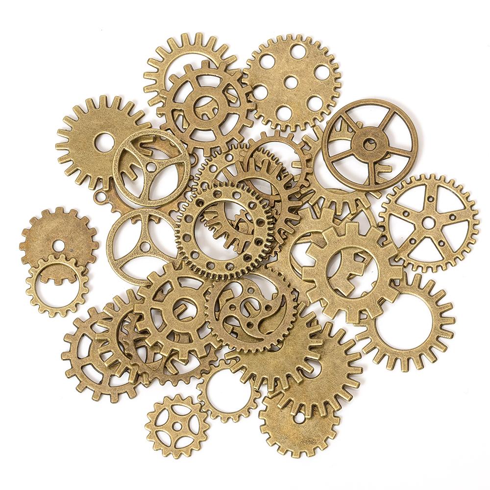 50g 100g Mixed Steampunk Gears Cogs Charms Pendant DIY Antique Metal Beads for Bracelets Crafts Jewelry Making Components