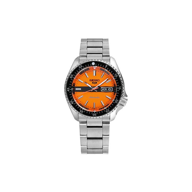 SEIKO Seiko5 Collection Automatic Mechanical Movement Stainless Steel Strap Watch Men s Watches SRPK11 Orange Watch Dial