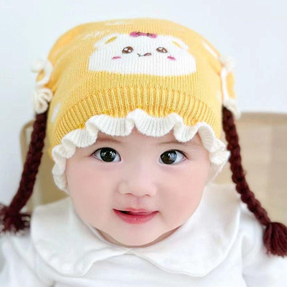 Thickened Knitted Hat Cute Cartoon Pullover Hat Fashion Ear Protection Cap  Newborn