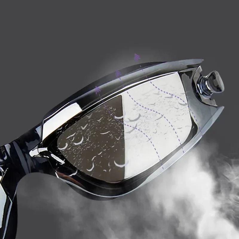 Professional swimming goggles with nose clip and earplugs electroplated waterproof silicone unisex swimming goggles