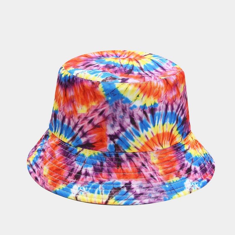 European and American spring new beach vacation leisure basin hat trendy men and women rainbow double-sided bucket hat sunscreen visor