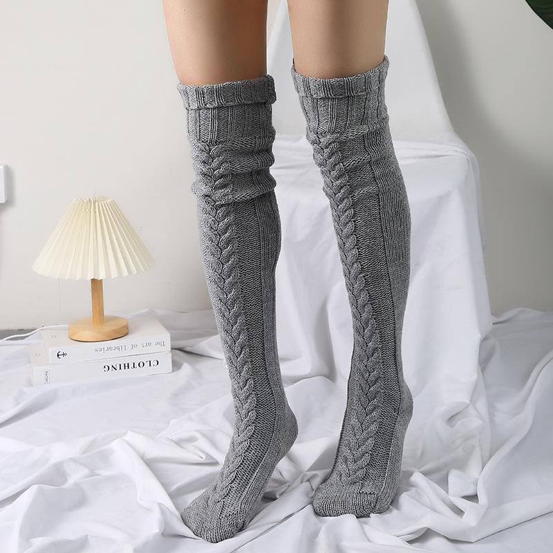Stacked Socks Popular Fashion Trend Models Knee-High Socks Lengthened Knitted Socks Long Long Woolen Women's Socks