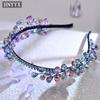 HNYYX Blue Crystal Headband Beaded Hair Hoop Fashion Hair Piece For Girls Bride Wedding Hair Accessories Party Head Wear A137