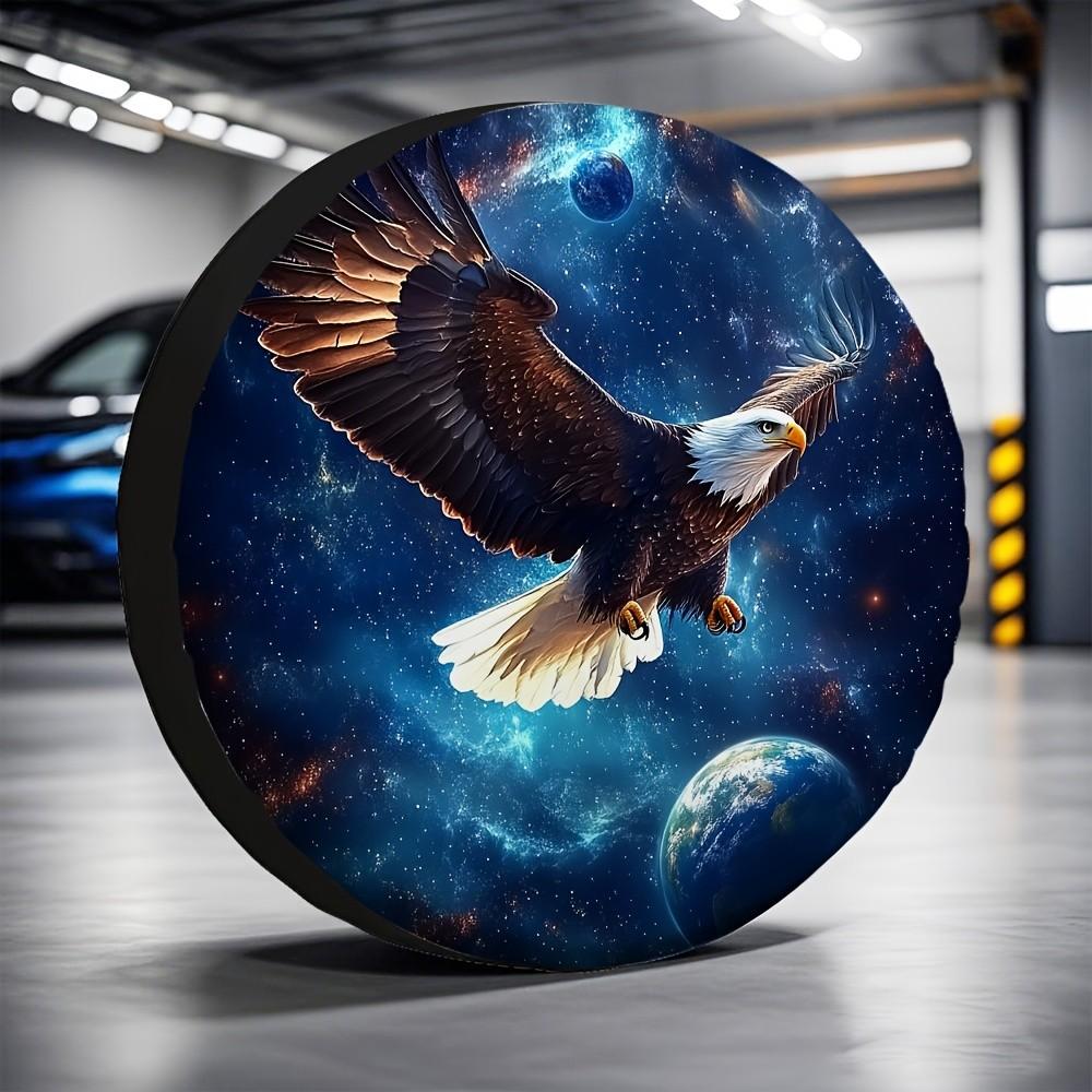 Cosmic Eagle Space Galaxy Spare Tire Cover Durable Polyester Protector for SUV Truck