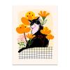 Canvas Painting Cute Black Cat with Flowers Wall Art Animal Poster Flower Print for Living Room Home Decor Unframed
